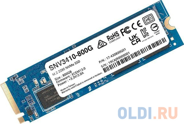 SSD SYNOLOGY 800Гб M.2 Наличие PCIE NVMe Скорость записи 750 Мб/сек. Скорость чтения 3100 Мб/сек. 2.2mm TBW 1022 Тб Время наработки на отказ 1800000 ч в Москвe