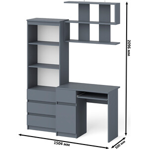 Стол компьютерный СВК Мори МС-1 левый + Стеллаж МСТ600.3 + Полка 900, цвет графит (1027138) в Москвe