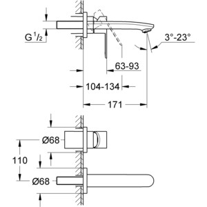 Смеситель для раковины Grohe Eurostyle Cosmopolitan на 2 отверстия, для 23571 (19571002) в Москвe