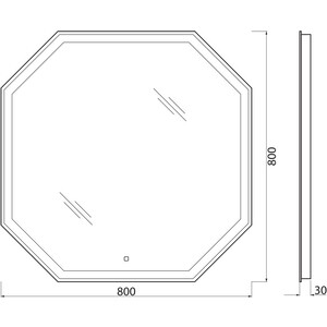 Зеркало BelBagno Spc-Ott 80х80 с подсветкой, сенсор (SPC-OTT-800-800-LED-TCH)