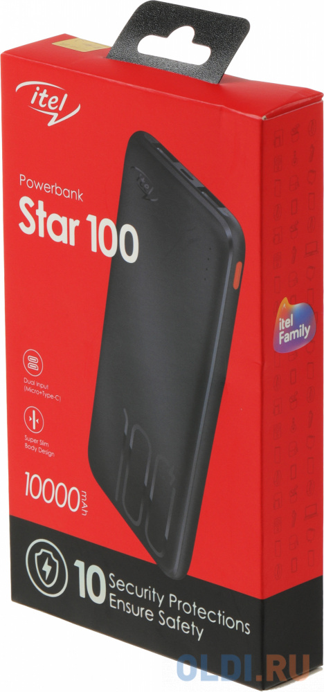 Внешний аккумулятор Power Bank 10000 мАч Itel Super Slim Star 100(IPP-53) черный