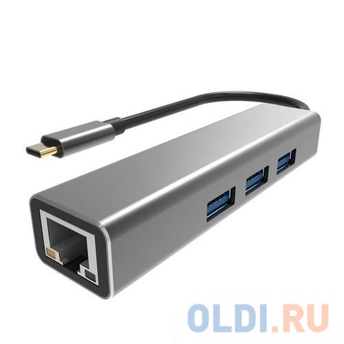 Кабель-концентратор USB 3.1 Type-Cm -- RJ-45+3port USB3.0(f)  Aluminum Shell VCOM  DH311A