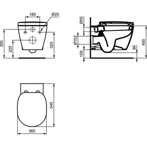 Унитаз подвесной Ideal Standard Connect с сиденьем soft close E803501+E712701 (W941102)