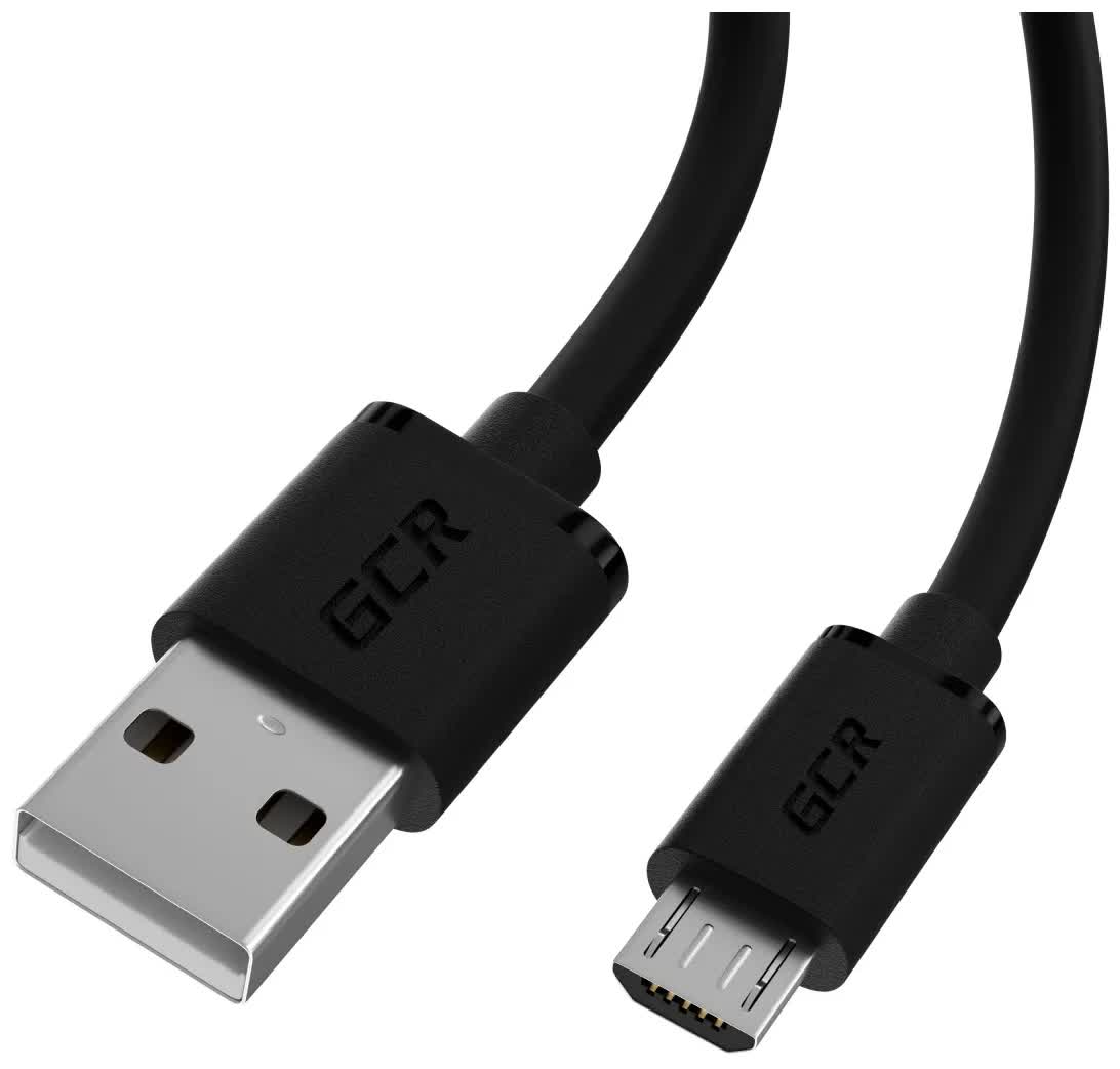 Кабель GCR QC 1.5m MicroUSB, быстрая зарядка, черный нейлон GCR-52476