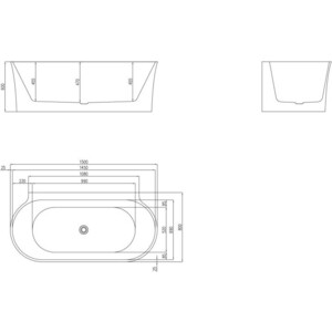 Акриловая ванна BelBagno 150x80 слив-перелив хром (BB409-1500-800) в Москвe