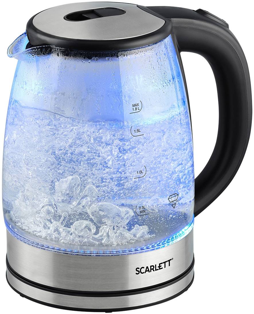 Чайник электрический Scarlett SC-EK27G70 серебристый/черный, стекло