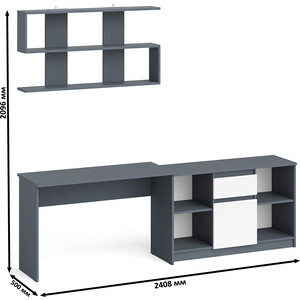 Стол письменный СВК Мори МСП1200.1 + Тумба МТВ1204.1 + Полка 1200, цвет графит/белый, (1027889) в Москвe