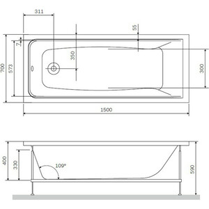 Акриловая ванна Am.Pm Gem 150x70 (W90A-150-070W-A)