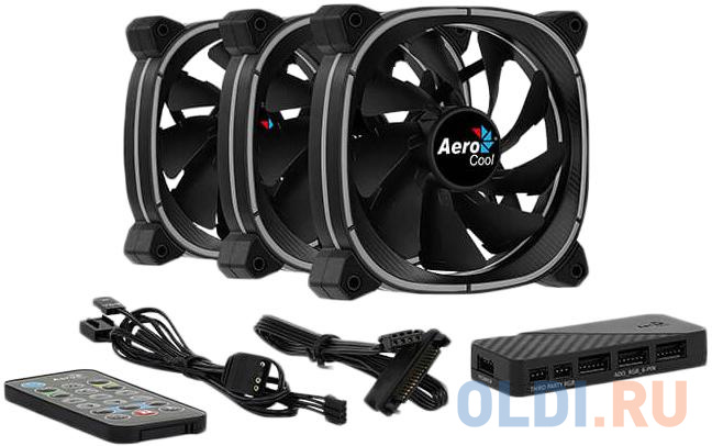 Вентилятор Aerocool Astro 12 Pro (3x120мм, 17.5dB, 1000rpm, 6 pin, подсветка+ пульт) RTL