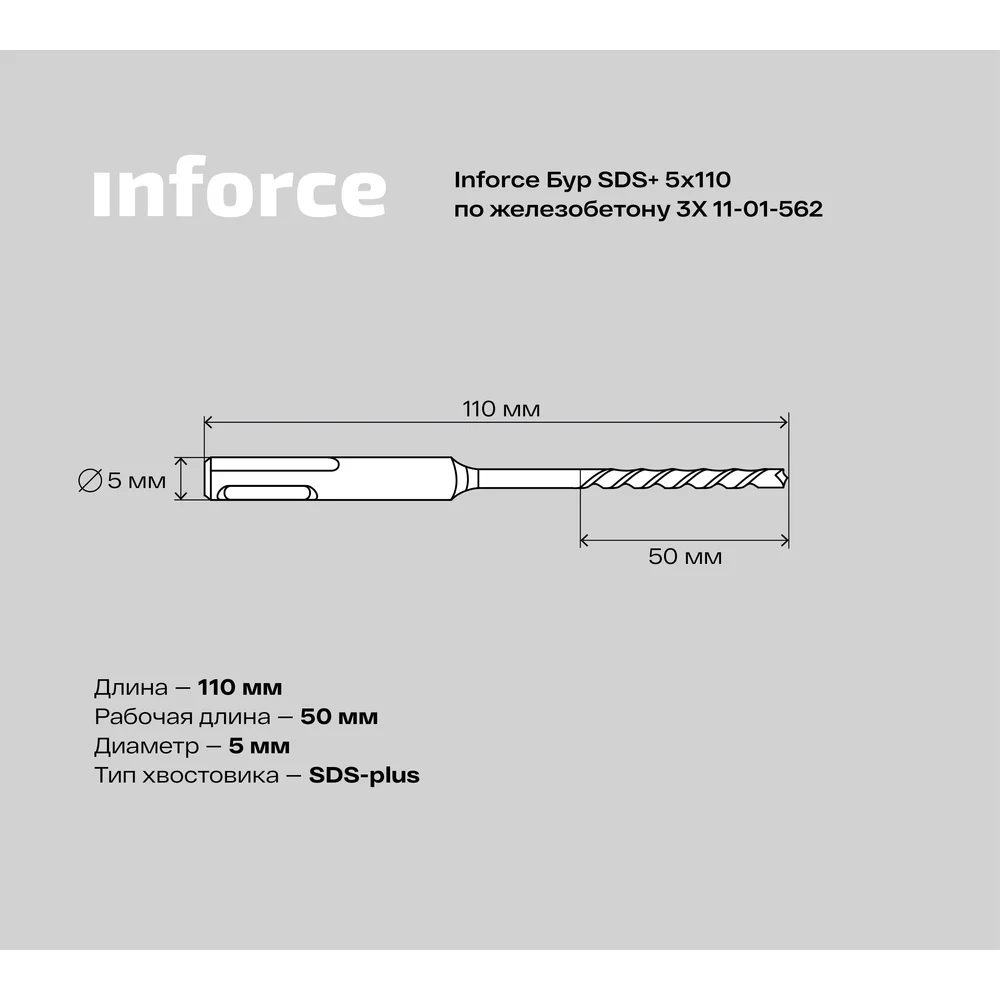 Бур sds-plus по железобетону Inforce в Москвe