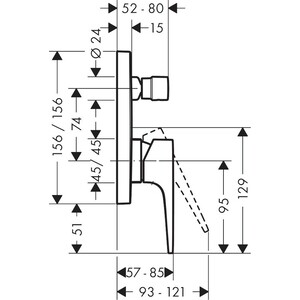 Смеситель для ванны Hansgrohe Metropol для механизма 01800180, матовый черный (32546670)