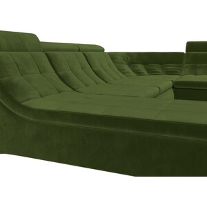 П-образный модульный диван Лига Диванов Холидей Люкс микровельвет зеленый