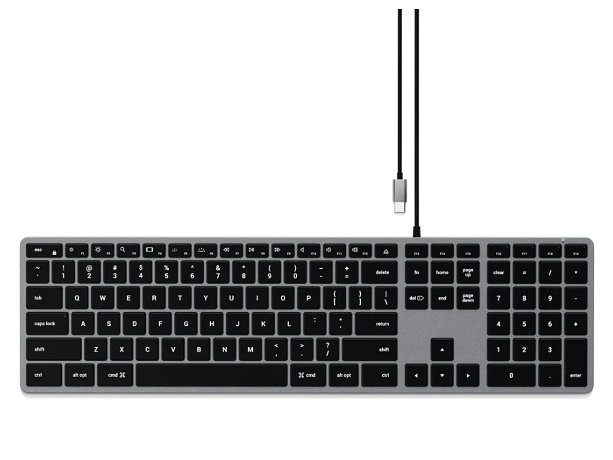 Клавиатура проводная Satechi Slim W3 Wired Backlit Keyboard, USB Type-C, Серый космос ST-UCSW3M-RU