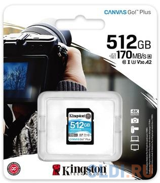 Флеш карта SDXC 512Gb  Kingston SDXC, UHS-I Class U3 V30, чтение: 170Мб/с, запись: 90Мб/с <SDG3/512GB>