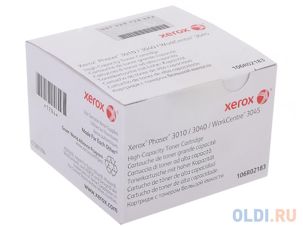 Картридж Xerox 106R02183 106R02183 106R02183 106R02183 106R02183 106R02183 106R02183 2300стр Черный