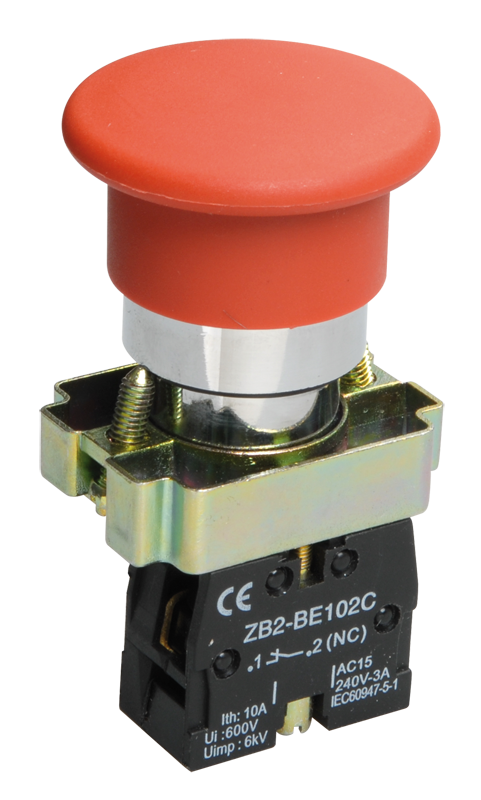 Кнопка грибовидная без фиксации 22 мм 1NC, красный, IEK LAY5-BC42 (BBG71-BC-K04)