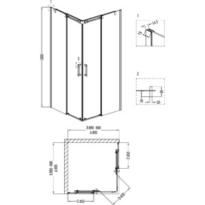 Душевой уголок Grossman Galaxy 90x90 с поддоном, прозрачный, хром (GR-3090, GR-119109020)