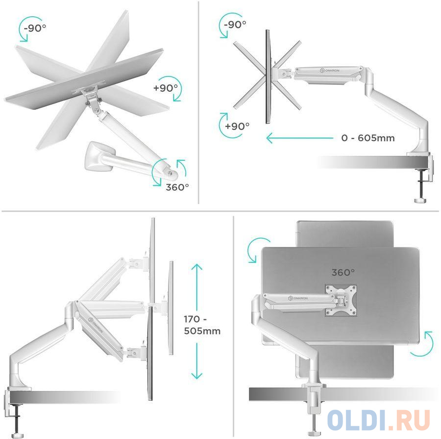 Настенное крепление 13-34" G100 WHITE ONKRON