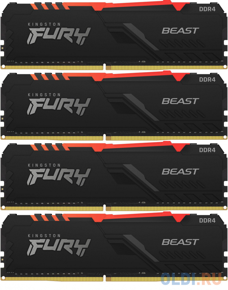 Комплект памяти DDR4 DIMM 128Гб (4х32Гб) 3600MHz CL18, Kingston FURY Beast Black RGB в Москвe