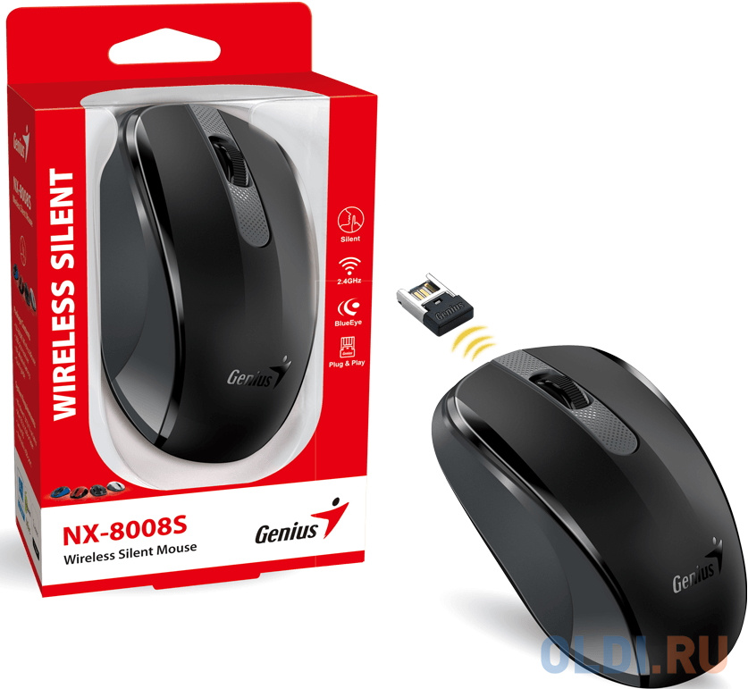 Мышь беспроводная NX-8008S черная,тихая