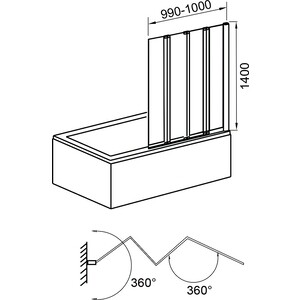 Шторка для ванны Good Door Screen GR4 100 матовая Grape, белый (GR4-100-G-WE)