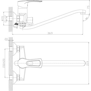 Смеситель для ванны Rossinka Silvermix с душем, хром (T40-34)