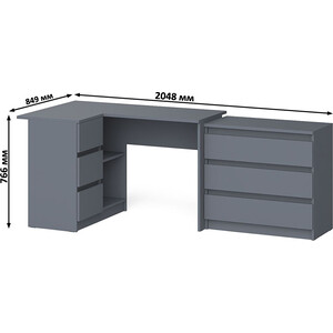Комплект СВК Мори Стол компьютерный МС-16 левый + Комод МК800.1, цвет графит