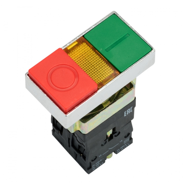 Кнопка комбинированная "I-O" без фиксации 22 мм, 1NO 1NC, красный/зеленый, EKF PROxima LAY5-BW8465 (pbn-bw8465)