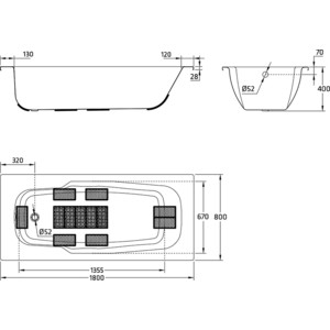 Ванна стальная BLB Atlantica HG 180х80 см 3.5 мм с шумоизоляцией (B80JAH001) в Москвe