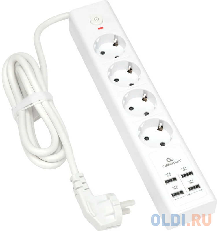 Сетевой фильтр Cablexpert Exnovo EXN-4-U4-W-2 2м. белый 4 розетки 4xUSB в Москвe