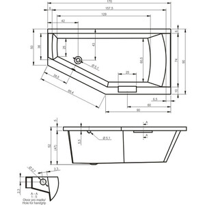 Акриловая ванна Riho Geta 170x90 L левая, без гидромассажа (B032001005) в Москвe