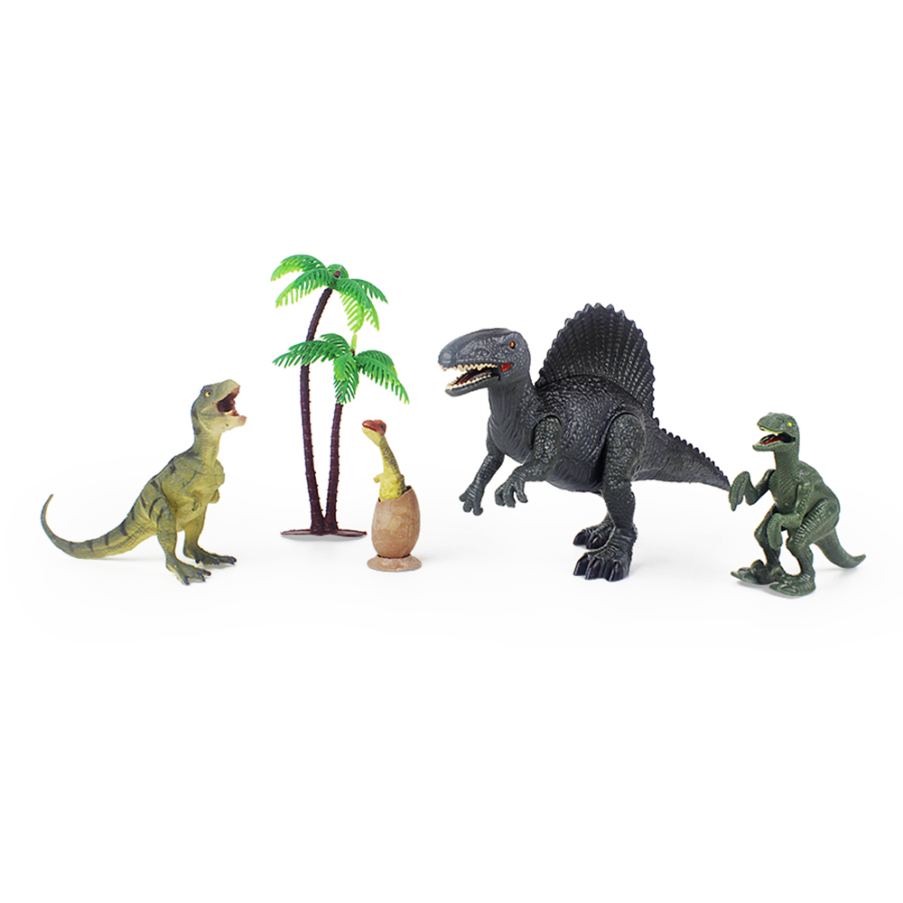 Игровой набор Mioshi Active "Доисторический мир: Спинозавр в долине", динозавры: 4 шт., дерево, звук, свет, зеленый (RS004-2)
