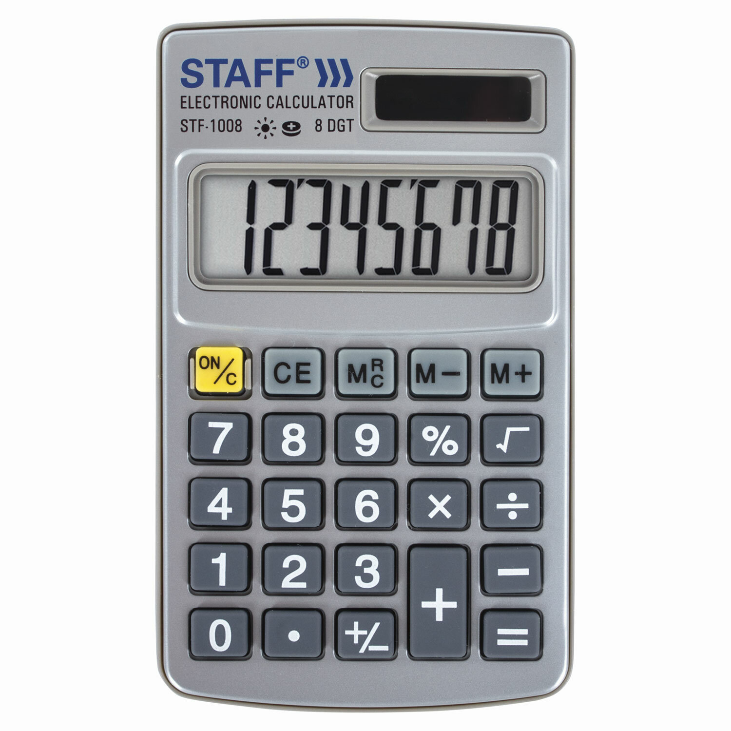 Калькулятор карманный STAFF STF-1008, 8-разрядный, однострочный экран, серебристый (250115)