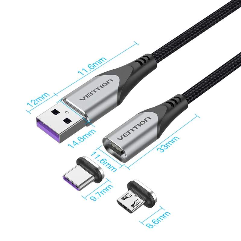 Аксессуар Vention USB 2.0 AM - Micro-B/CM 5А 50cm CQNHD