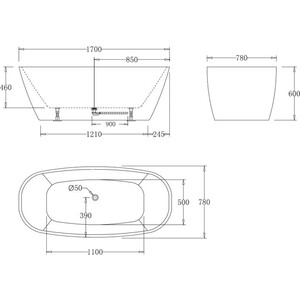 Акриловая ванна BelBagno 170х78 (BB72-1700-W0)