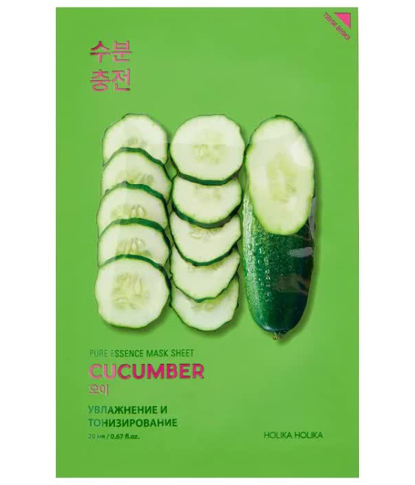 Holika Holika Успокаивающая тканевая маска Pure Essence Mask Sheet Cucumber, огурец, 20 мл