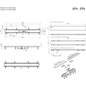 Душевой лоток Am.Pm PrimeFlow затвор Tile 90 см, черный (W02SC-U11-090-04BM) в Москвe