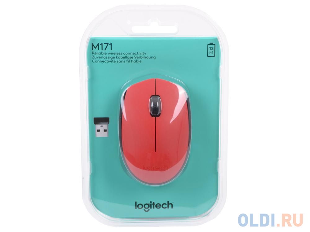 Мышь (910-004641) Logitech Wireless Mouse M171, Red