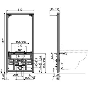 Инсталляция для биде AlcaPlast 1,12 м (A105/1120)