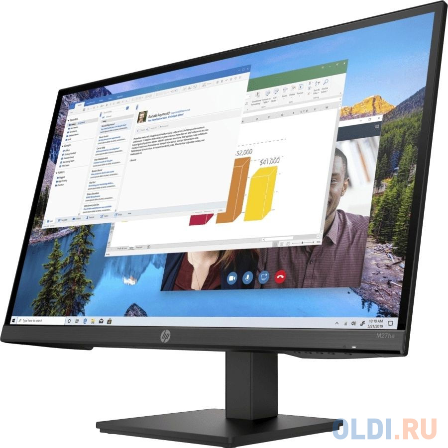 Монитор HP 27" M27ha черный IPS 16:9 HDMI M/M матовая HAS Piv 1000:1 250cd 178гр/178гр 1920x1080 60Hz VGA DP FHD 5.22кг