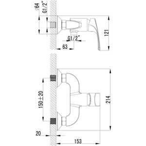 Смеситель для душа Lemark Plus Shape с лейкой (LM1703C)