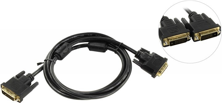 Кабель DVI-D(25M)-DVI-D(25M) Dual Link, экранированный, ферритовый фильтр, 1.8 м, черный TV-COM (CG441D-1.8M)