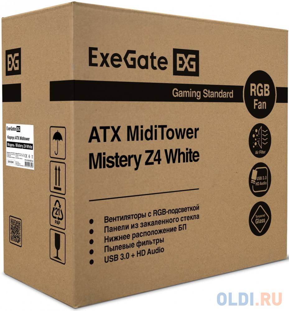 Корпус ATX Exegate Mistery Z4 Без БП белый в Москвe