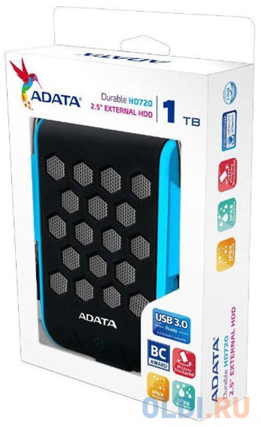Жесткий диск A-Data USB 3.0 1Tb AHD720-1TU31-CBL HD720 DashDrive Durable (5400rpm) 2.5" синий