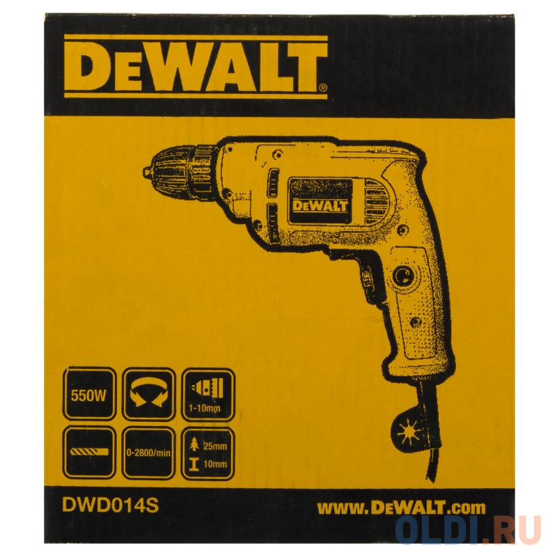 Дрель DeWALT DWD014S  550Вт 10мм БЗП 0-2800об/мин 7.9Нм