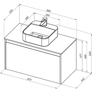 Тумба с раковиной Aquanet Nova Lite 90 один ящик, белый глянец/серая (242257, 257614, 211281)