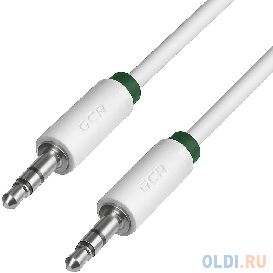 Greenconnect Кабель аудио 0.25m jack 3,5mm/jack 3,5mm белый, зеленая окантовка, ультрагибкий, 28 AWG, M/M, Premium GCR-AVC1662-0.25m, экран, стерео