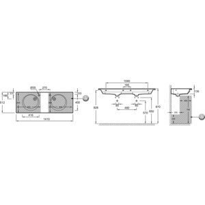 Раковина двойная Jacob Delafon Odeon Rive Gauche 140х50 белая (EXAS112-Z-00)