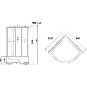 Душевая кабина Niagara NG-7510-14R BLACK 120х80х215 правая