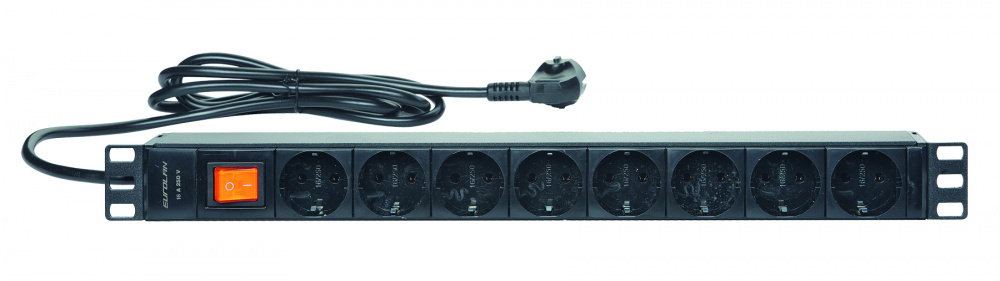 Блок розеток (PDU) Eurolan 60A-61-01-08BL, 1U, кол-во розеток:8 (8xЕвро), 16А, черный, кабель питания 1.8 м (60A-61-01-08BL)
